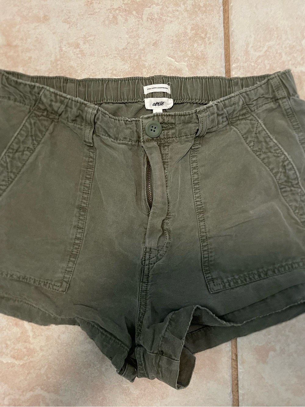 aerie Olive Utility Cotton Shorts
